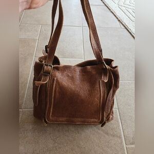 Sundance Italy Bag Brown Leather Brass Hardware Hobo Shoulder Tote Satchel Soft